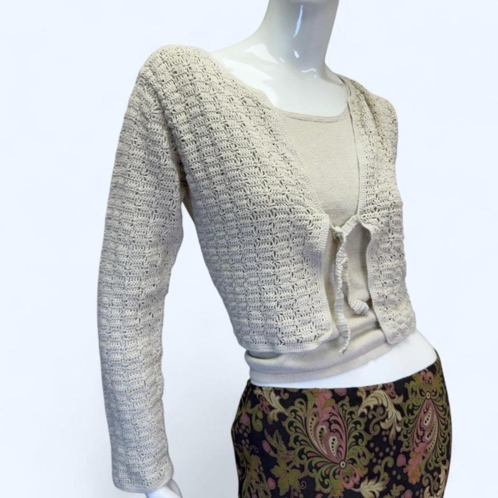 Boho victoria jones tie front‎ knit cardigan cotton blend set